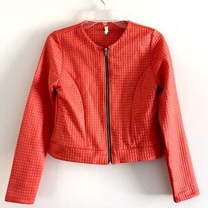 Tyche | Zip Up Quilted Jacket Womens Size L Long Sleeves Crew Neck